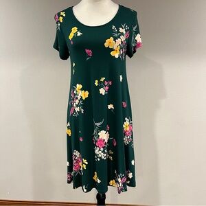 Old Navy Dark Green Floral short‎ sleeves stretchy mini Dress size small